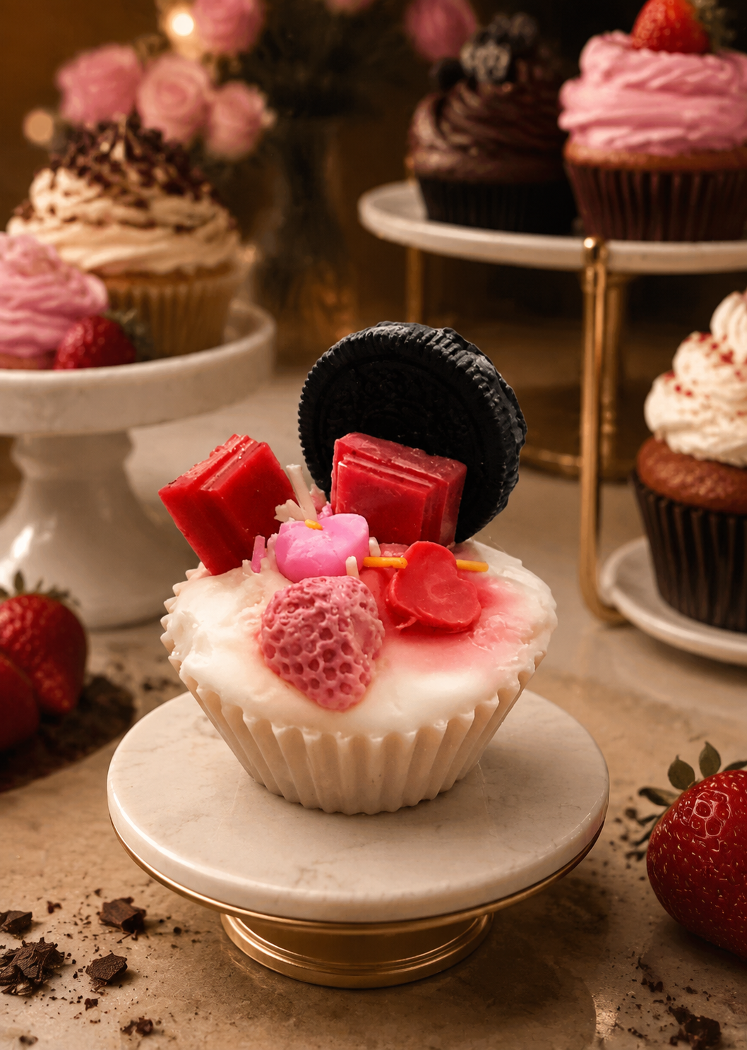Oreo Strawberry Cupcake Candle